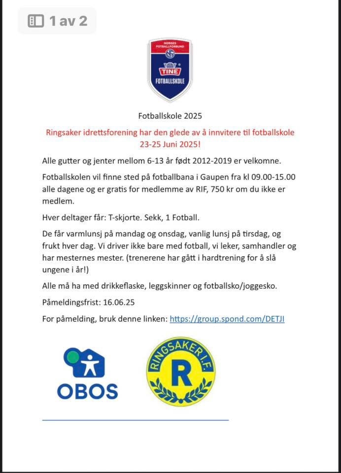 Tine fotballskole 2025!